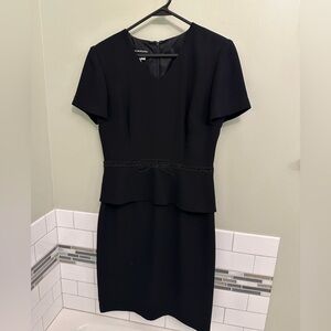 Size 6 embellished waist beaded bow peplum style black dress